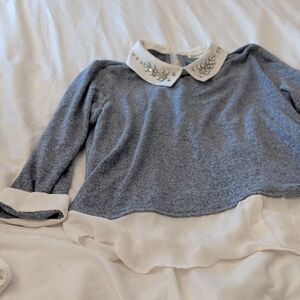Faith and Joy Gray and Cream Kids Blouse